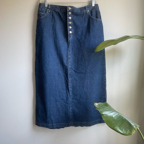 Wrangler Dresses & Skirts - Wrangler Blue Jean Denim Long Skirt with Button Fly Size 19L
